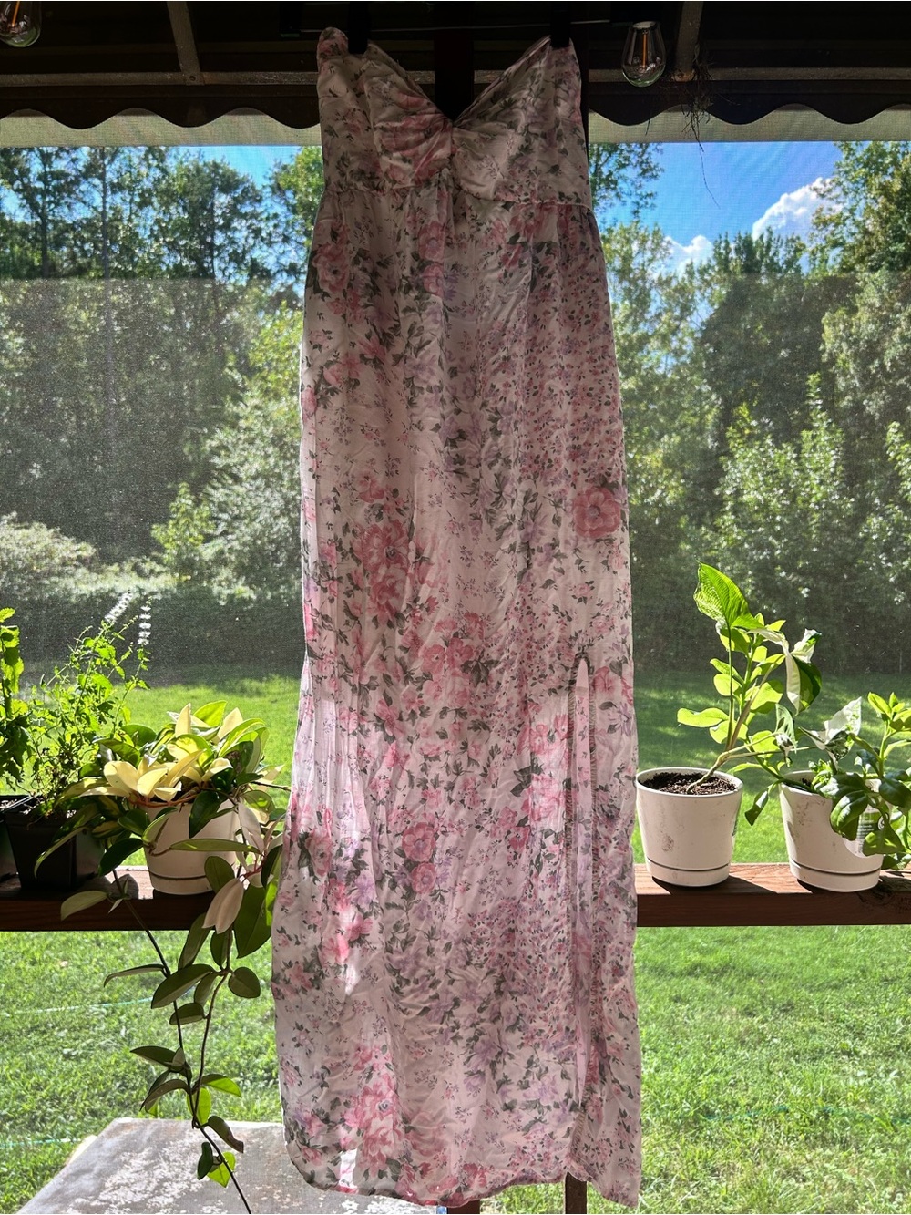 Hollister floral strapless dress, size large